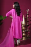 Shop_Komal Shah_Pink Dupion, Chanderi, Organza Embroidery Round Neck Straight Kurta Set _at_Aza_Fashions