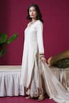 Komal Shah_Off White Chanderi, Shantoon, Georgette Embroidery, Zari Marori Kurta Pant Set _Online_at_Aza_Fashions