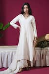 Buy_Komal Shah_Off White Chanderi, Shantoon, Georgette Embroidery, Zari Marori Kurta Pant Set _at_Aza_Fashions