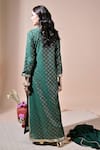 Shop_Komal Shah_Emerald Green Chanderi, Tissue Embroidery, Zari Round Neck Butta Kaftan Set _at_Aza_Fashions