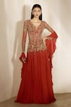 Buy Shloka Khialani Red Georgette, Net Embroidery, Stones, Beads, Emma Floral Anarkali And Dupatta at Aza Fashions Buy_Shloka Khialani_Red Georgette, Net Embroidery, Stones, Beads, Emma Floral Anarkali And Dupatta _at_Aza_Fashions