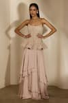 Buy_Shloka Khialani_Pink Satin, Georgette, Net Embroidery Kia Embellished Corset And Layered Skirt Set _at_Aza_Fashions