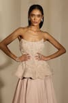 Buy_Shloka Khialani_Pink Satin, Georgette, Net Embroidery Kia Embellished Corset And Layered Skirt Set _Online_at_Aza_Fashions