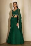 Buy Shloka Khialani Emerald Green Georgette, Net Maha Fishtail Pre-draped Saree And Corset Blouse Online at Aza Fashions Buy_Shloka Khialani_Emerald Green Georgette, Net Maha Fishtail Pre-draped Saree And Corset Blouse _Online_at_Aza_Fashions