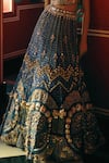 Shop_Papa Dont Preach_Blue Tulle Sequins, Zari, Embroidery, Beads, Vespera Hand Lehenga And Blouse _Online_at_Aza_Fashions