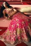 Shop_Papa Dont Preach_Pink Silk Embroidery, Sequins, The Fifth Star Hand Motif Lehenga And Blouse Set _at_Aza_Fashions