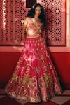 Buy_Papa Dont Preach_Pink Silk Embroidery, Sequins, The Fifth Star Hand Motif Lehenga And Blouse Set _at_Aza_Fashions