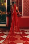 Shop_Papa Dont Preach_Red Tulle Sequins, Embroidery, Lunar Hand Pre-draped Saree Blouse And _at_Aza_Fashions