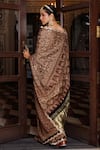 Shop_Geroo Jaipur_Beige Modal, Silk Zari, Mandala Pattern Saree With Unstitched Blouse Piece _at_Aza_Fashions