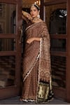 Buy_Geroo Jaipur_Beige Modal, Silk Zari, Mandala Pattern Saree With Unstitched Blouse Piece _at_Aza_Fashions