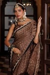 Shop_Geroo Jaipur_Beige Modal, Silk Zari, Mandala Pattern Saree With Unstitched Blouse Piece _Online_at_Aza_Fashions