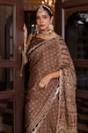 Buy_Geroo Jaipur_Beige Modal, Silk Zari, Mandala Pattern Saree With Unstitched Blouse Piece 