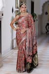Buy Geroo Jaipur Maroon Modal, Silk Sequins, Aari Work Saree With Unstitched Blouse Piece at Aza Fashions Buy_Geroo Jaipur_Maroon Modal, Silk Sequins, Aari Work Saree With Unstitched Blouse Piece _at_Aza_Fashions