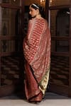 Shop_Geroo Jaipur_Maroon Modal, Silk Sequins, Embroidered Saree With Unstitched Blouse Piece _at_Aza_Fashions