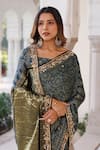 Buy_Geroo Jaipur_Blue Modal, Silk Zari, Embroidery, Printed Saree With Unstitched Blouse Piece _Online_at_Aza_Fashions