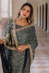 Shop_Geroo Jaipur_Blue Modal, Silk Zari, Embroidery, Printed Saree With Unstitched Blouse Piece _Online_at_Aza_Fashions