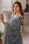 Buy_Geroo Jaipur_Blue Modal, Silk Zari, Embroidery, Printed Saree With Unstitched Blouse Piece 
