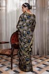 Shop_Geroo Jaipur_Black Modal, Silk Zari, Foil Checks Patterned Saree With Unstitched Blouse Piece _at_Aza_Fashions