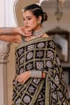 Buy Geroo Jaipur Black Modal, Silk Zari Checks Bandhani Saree With Unstitched Blouse Piece Buy_Geroo Jaipur_Black Modal, Silk Zari Checks Bandhani Saree With Unstitched Blouse Piece