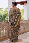 Shop_Geroo Jaipur_Grey Zari Checks Woven Saree With Unstitched Blouse Piece _at_Aza_Fashions