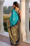 Shop_Geroo Jaipur_Blue Silk Zari Bandhani Saree With Unstitched Blouse Piece _at_Aza_Fashions