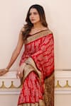 Shop_Geroo Jaipur_Red Silk Zari Bandhani Pattern Border Saree With Unstitched Blouse Piece _Online_at_Aza_Fashions