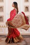 Geroo Jaipur_Red Silk Zari Bandhani Pattern Border Saree With Unstitched Blouse Piece _at_Aza_Fashions