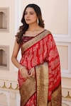 Buy_Geroo Jaipur_Red Silk Zari Bandhani Pattern Border Saree With Unstitched Blouse Piece 