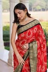 Shop_Geroo Jaipur_Red Silk Zari, Embroidery Bandhani Pattern Saree With Unstitched Blouse Piece _Online_at_Aza_Fashions