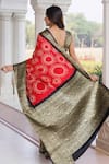 Shop_Geroo Jaipur_Red Silk Zari, Embroidery Bandhani Pattern Saree With Unstitched Blouse Piece _at_Aza_Fashions