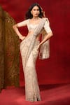 Azeera White Net Embroidery, Sequins, Zari Floral Saree With Unstitched Blouse Piece Online at Aza Fashions Azeera_White Net Embroidery, Sequins, Zari Floral Saree With Unstitched Blouse Piece _Online_at_Aza_Fashions