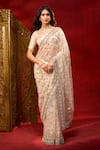 Buy Azeera White Net Embroidery, Sequins, Zari Floral Saree With Unstitched Blouse Piece Buy_Azeera_White Net Embroidery, Sequins, Zari Floral Saree With Unstitched Blouse Piece