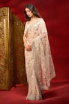 Azeera White Net Embroidery, Sequins, Zari Floral Saree With Unstitched Blouse Piece Online Azeera_White Net Embroidery, Sequins, Zari Floral Saree With Unstitched Blouse Piece _Online