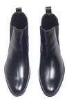 Shop_Domani_Black Chelsea Leather Boots _at_Aza_Fashions