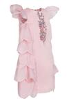 Shop_Pooja Wang_Pink Tissue Beads, Sequins, Embroidery Blushing Blossom Dress _Online_at_Aza_Fashions