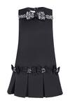 Buy_Pooja Wang_Black Satin Bows, Sequins, Stones Cerulean Charm Crystal Embroidered Dress _at_Aza_Fashions