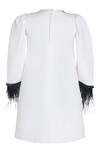 Shop_Pooja Wang_White Cotton Sequins, Feathers Classic Knot Bead Work Sleeve Dress _at_Aza_Fashions