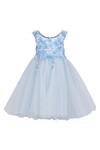 Buy_Pooja Wang_Sky Blue Net Beads, Sequins, Fabric Flowers Elsa Ice Palace Dress _at_Aza_Fashions