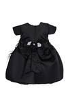 Shop_Pooja Wang_Black Satin Fabric Flowers, Beads, Enchanted Handcrafted Embellished Dress _at_Aza_Fashions