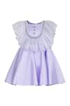 Buy_Pooja Wang_Lavender Satin Stones, Bows Lilac Gem Ruffled Dress _at_Aza_Fashions