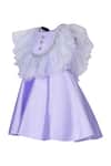 Shop_Pooja Wang_Lavender Satin Stones, Bows Lilac Gem Ruffled Dress _Online_at_Aza_Fashions