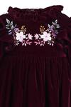 Pooja Wang_Maroon Velvet Embroidery, Bows Ravens Reign Dress _Online_at_Aza_Fashions