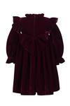 Shop_Pooja Wang_Maroon Velvet Embroidery, Bows Ravens Reign Dress _at_Aza_Fashions