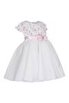 Buy_Pooja Wang_White Organza, Tissue Sequins, Beads, Fabric Flowers, Bows Rose Bud Dress _Online_at_Aza_Fashions