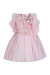 Shop_Pooja Wang_Pink Organza, Tissue Rose Revival Ruffled Floral Crystal Embellished Dress _Online_at_Aza_Fashions