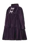 Pooja Wang_Purple Velvet Bows, Beads, Stones Savile Dress _Online_at_Aza_Fashions