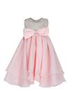 Buy_Pooja Wang_Peach Organza, Tissue Sequins, Beads, Bows Twirly Embellished Dress _at_Aza_Fashions