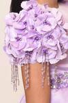 Buy_Pooja Wang_Lavender Satin Applique, Beads, Sabrina Floral Embellished Cape Sleeve Gown _Online_at_Aza_Fashions