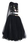 Pooja Wang_Black Net Embroidery, Beads Midnight Bloom Hand Lehenga Set _Online_at_Aza_Fashions