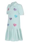 Shop_Pooja Wang_Aqua Cotton Embroidery, Sequins, Beads Lovestruck Heart Dress _Online_at_Aza_Fashions